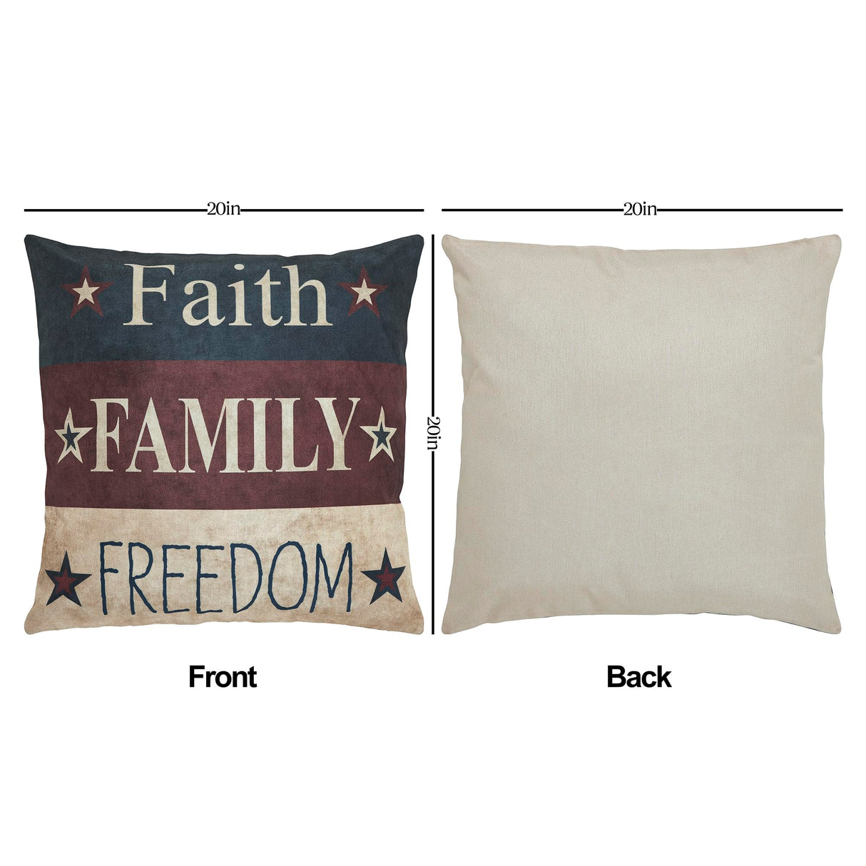 Faith Family Freedom Pillow Cover Set of 2 20Lx20W