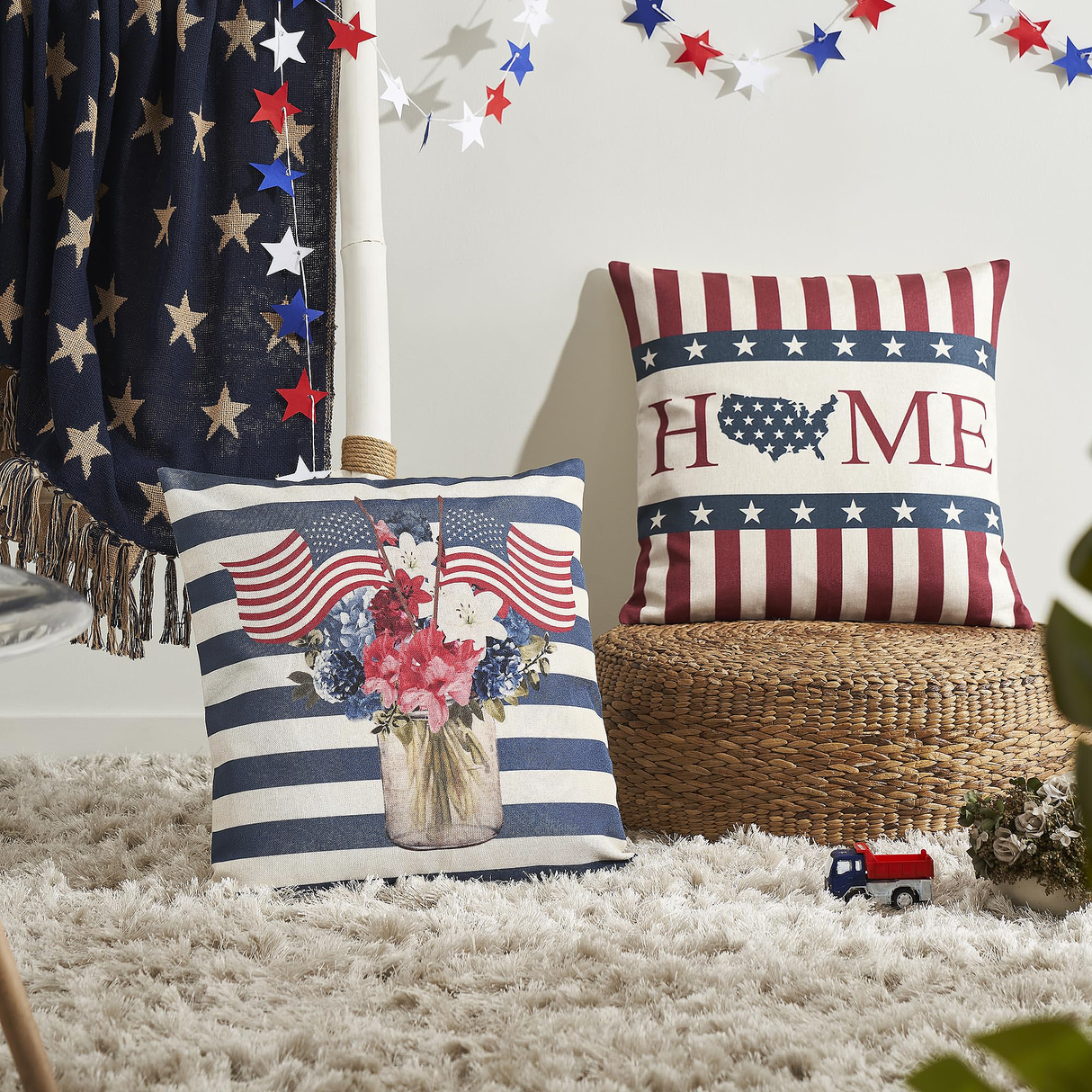 God Bless America Pillow Cover Set of 2 20Lx20W