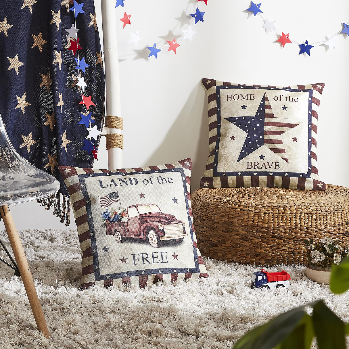 Free and Brave Pillow Cover Set of 2 16Lx16W