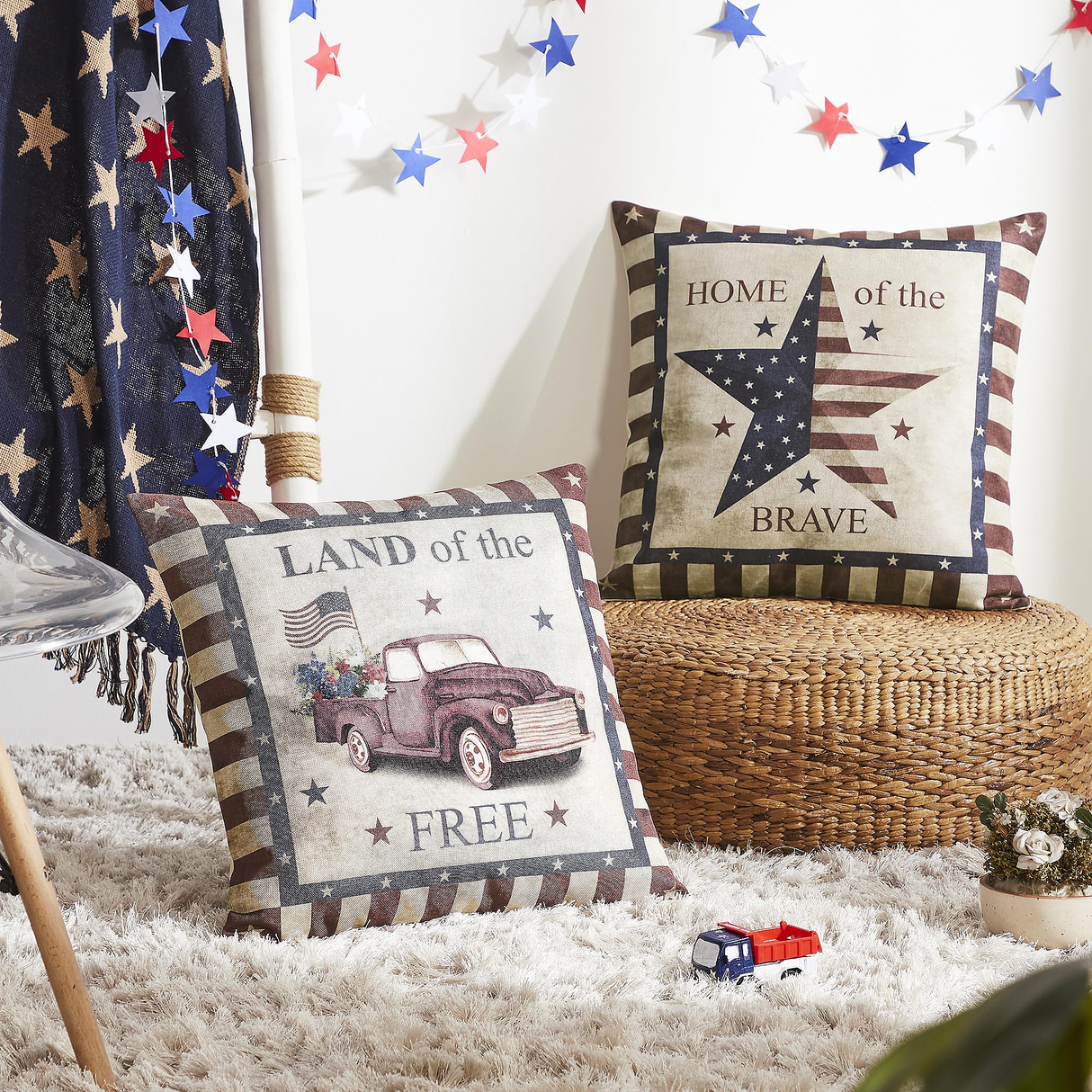 Free and Brave Pillow Cover Set of 2 18Lx18W