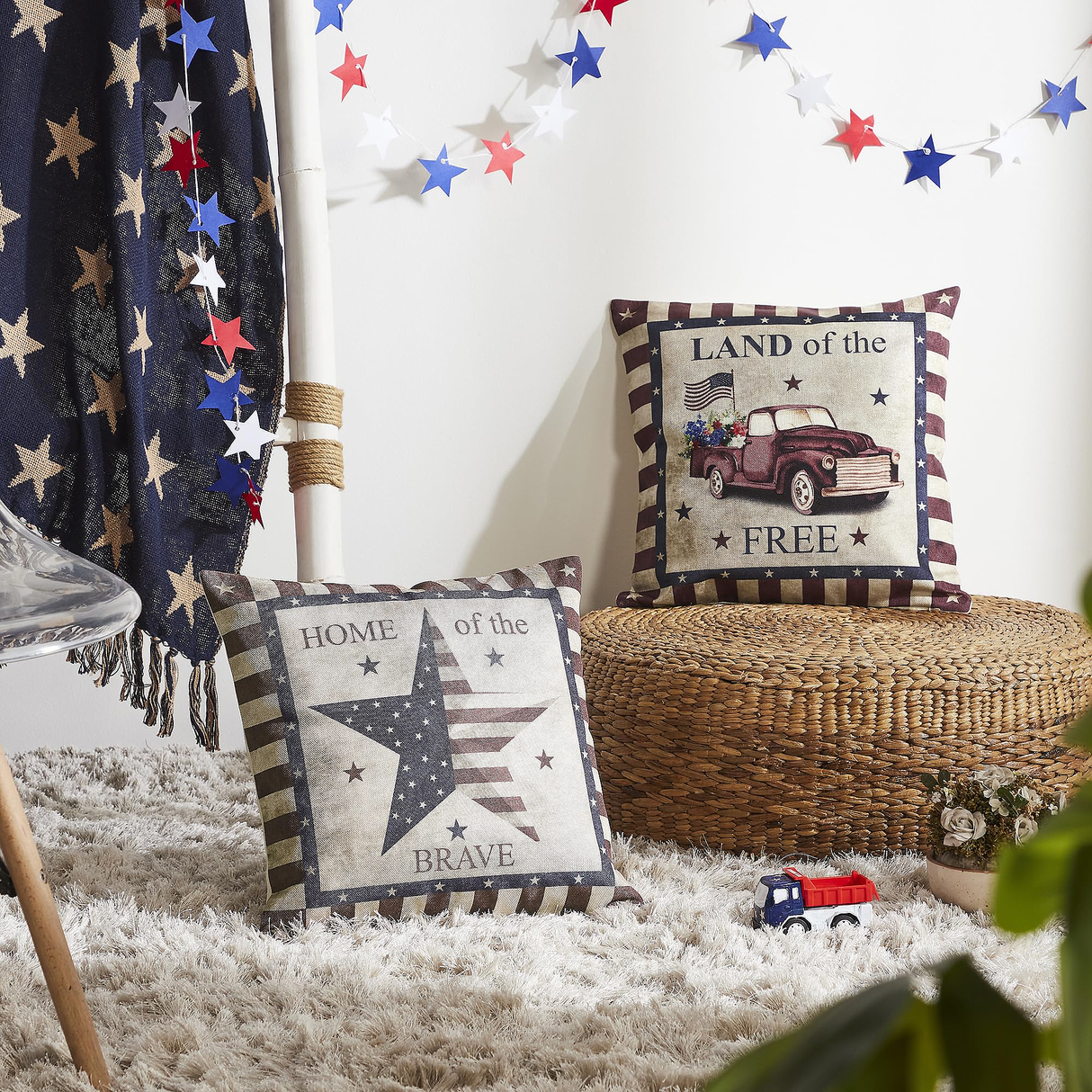 Free and Brave Pillow Cover Set of 2 20Lx20W