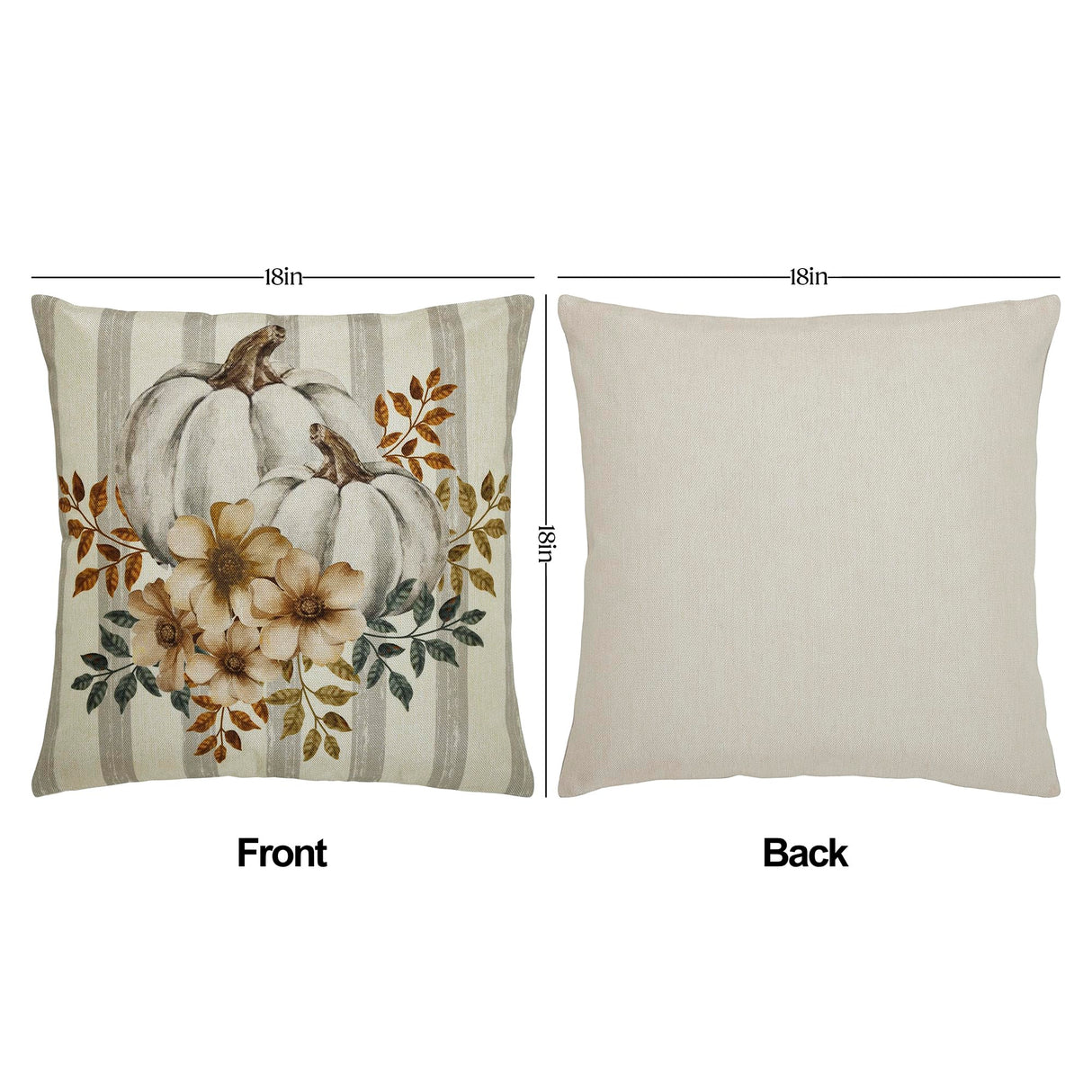 Farmhouse Pumpkin Pillow Cover Set of 2 18Lx18W