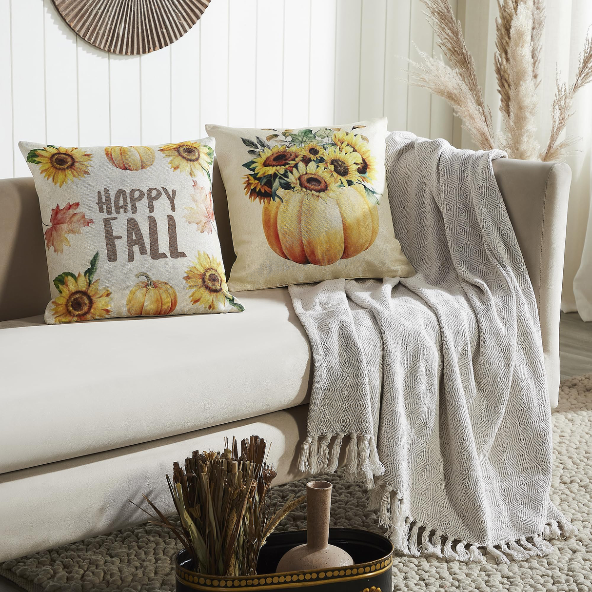 Happy Fall Pillow Cover Set of 2 16Lx16W