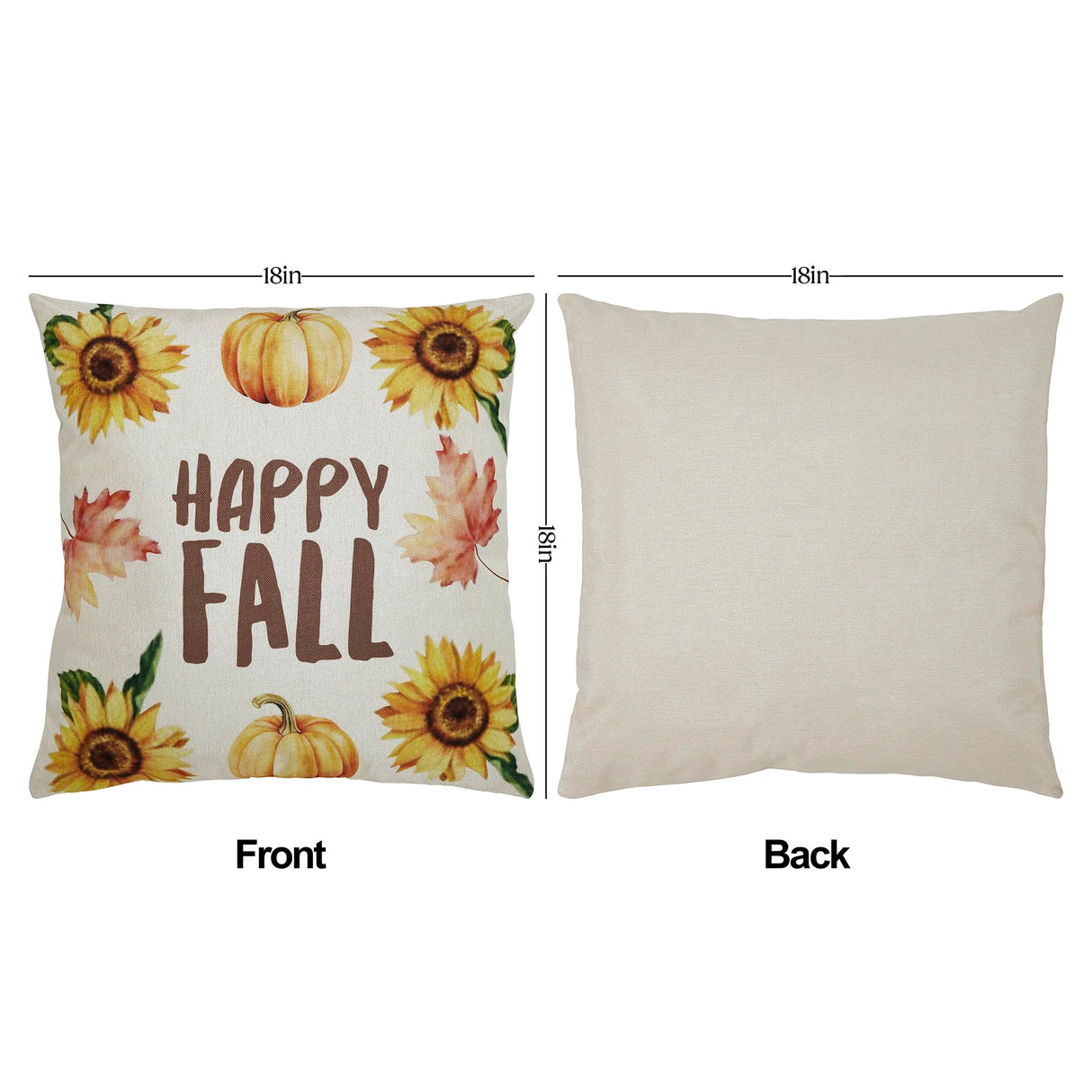 Happy Fall Pillow Cover Set of 2 18Lx18W