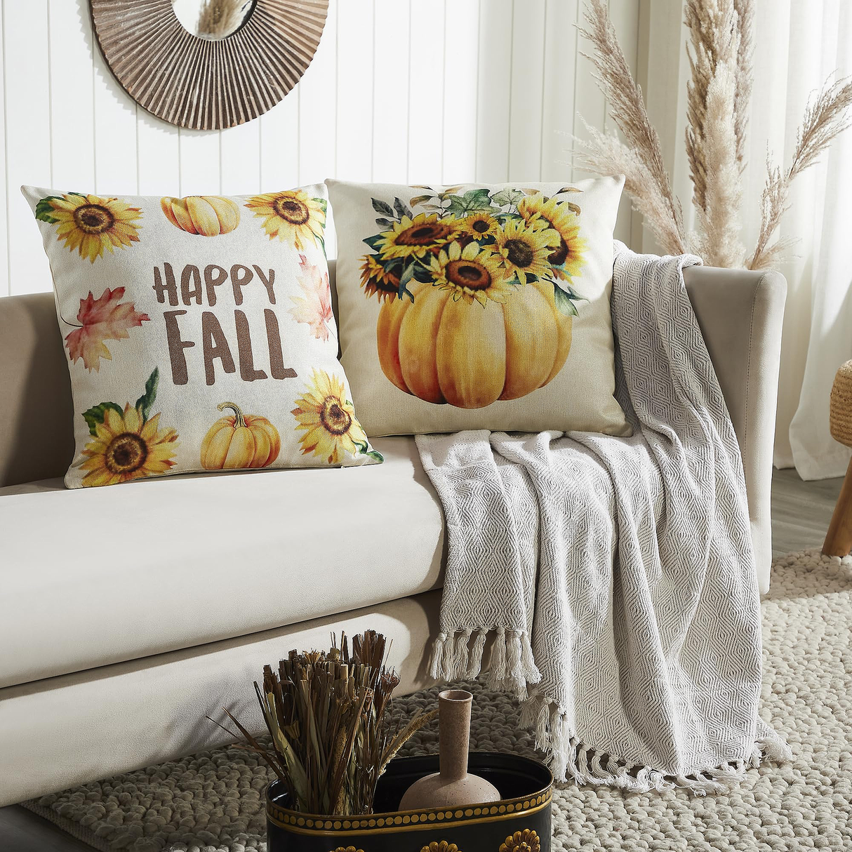 Happy Fall Pillow Cover Set of 2 20Lx20W