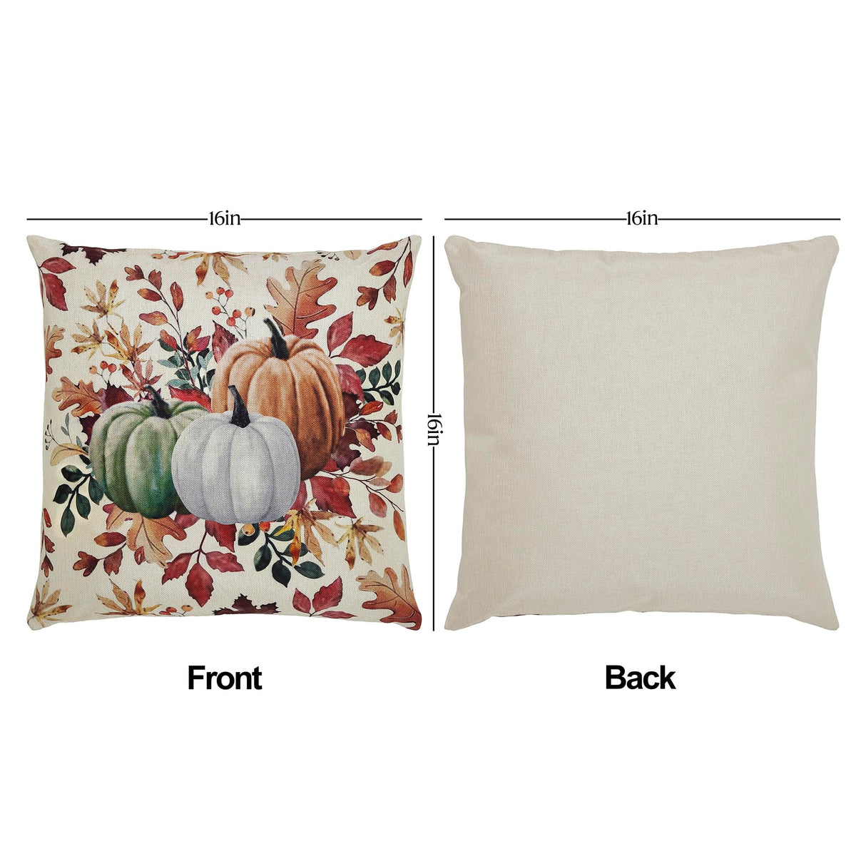 Pumpkin Floral Pillow Cover Set of 2 16Lx16W