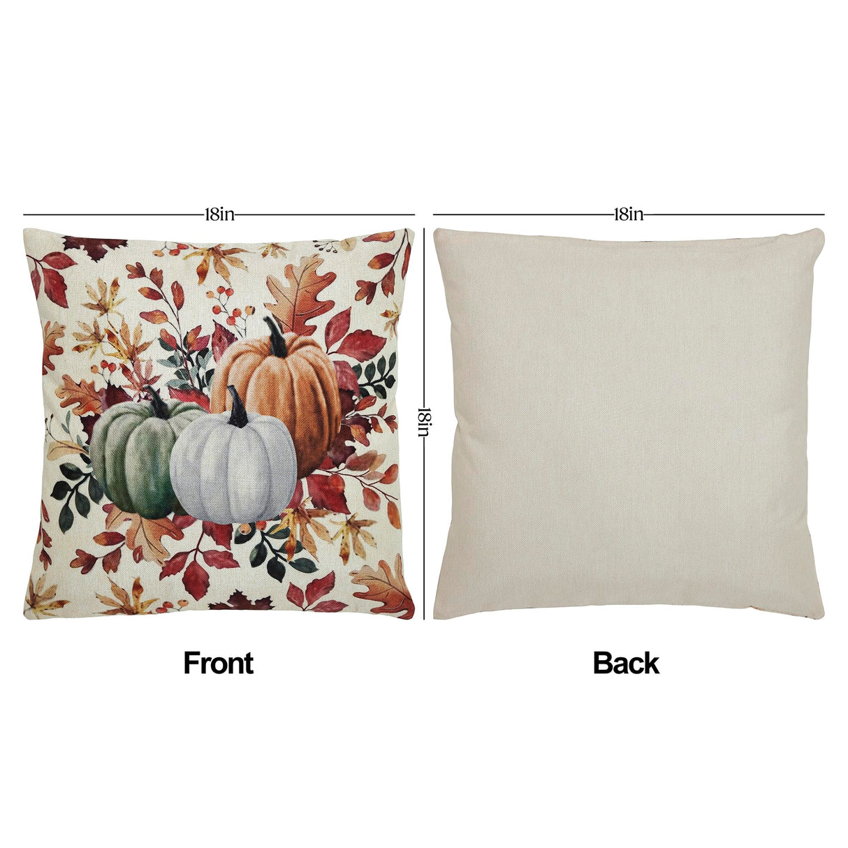 Pumpkin Floral Pillow Cover Set of 2 18Lx18W