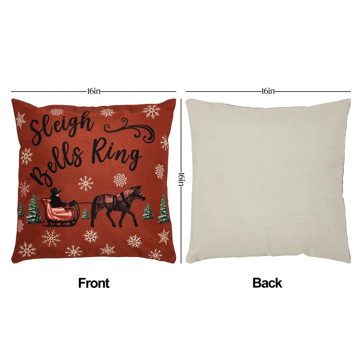 Sleigh Ride Pillow Cover Set of 2 16Lx16W