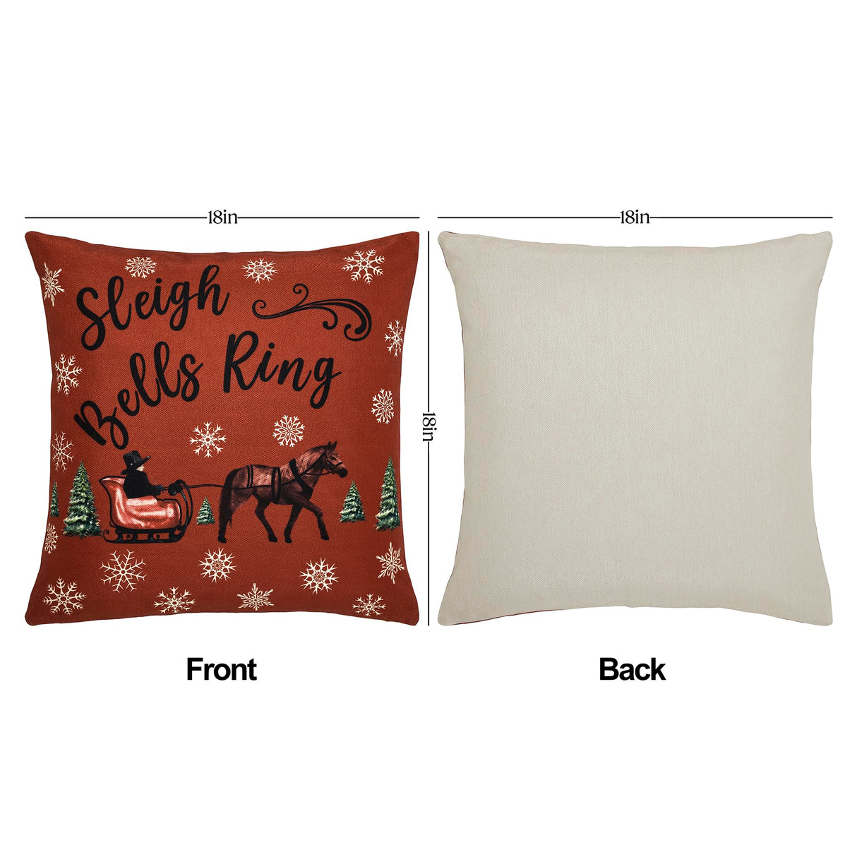 Sleigh Ride Pillow Cover Set of 2 18Lx18W