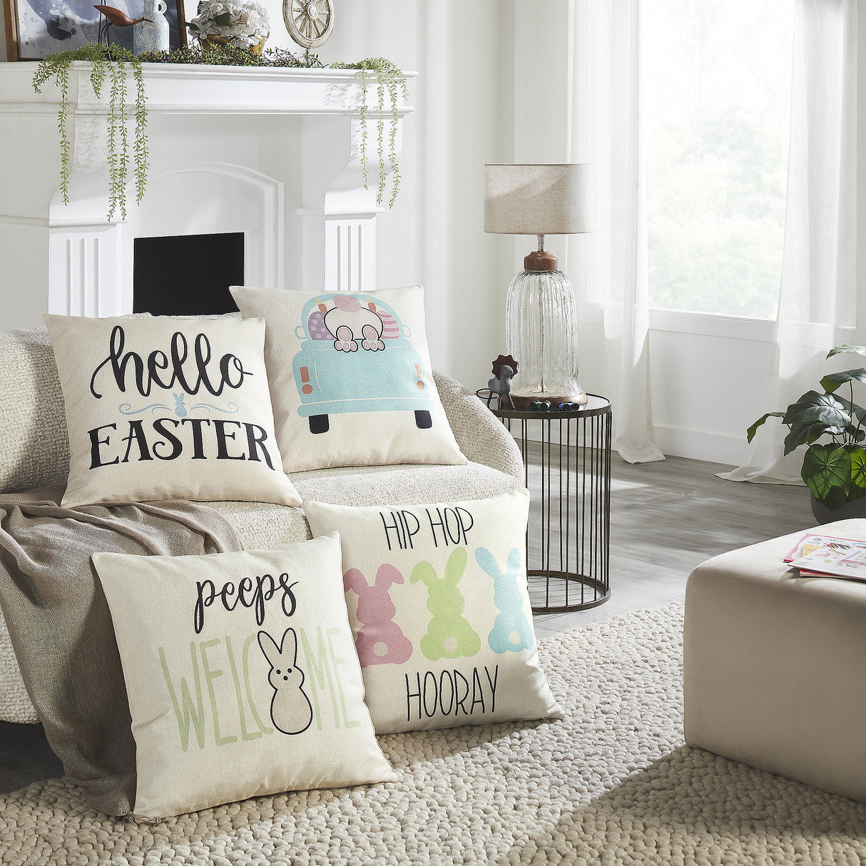 Easter Greetings Pillow Cover Set of 4 20Lx20W
