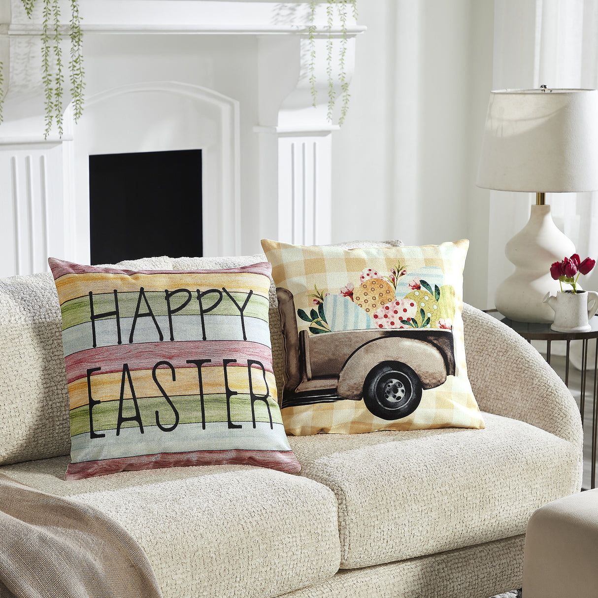Happy Easter Pillow Cover Set of 2 18Lx18W