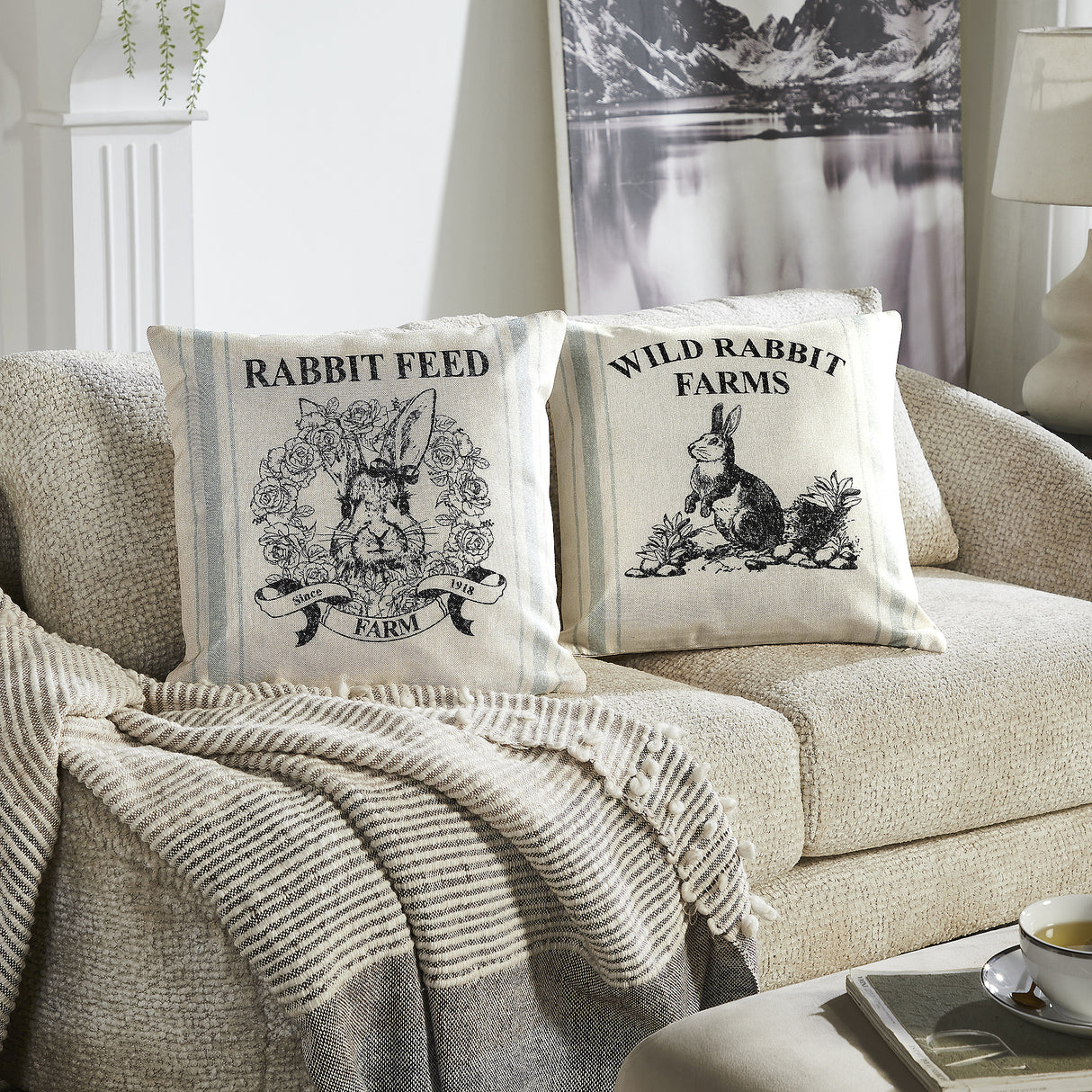 Rabbit Grainsack Pillow Cover Set of 2 18Lx18W