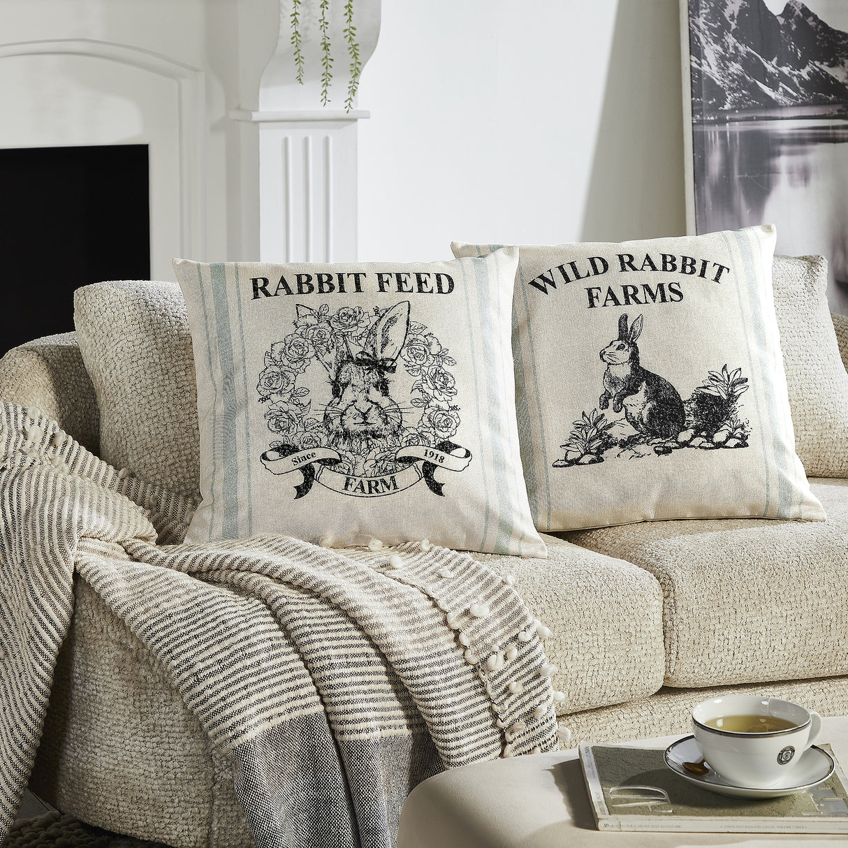 Rabbit Grainsack Pillow Cover Set of 2 20Lx20W