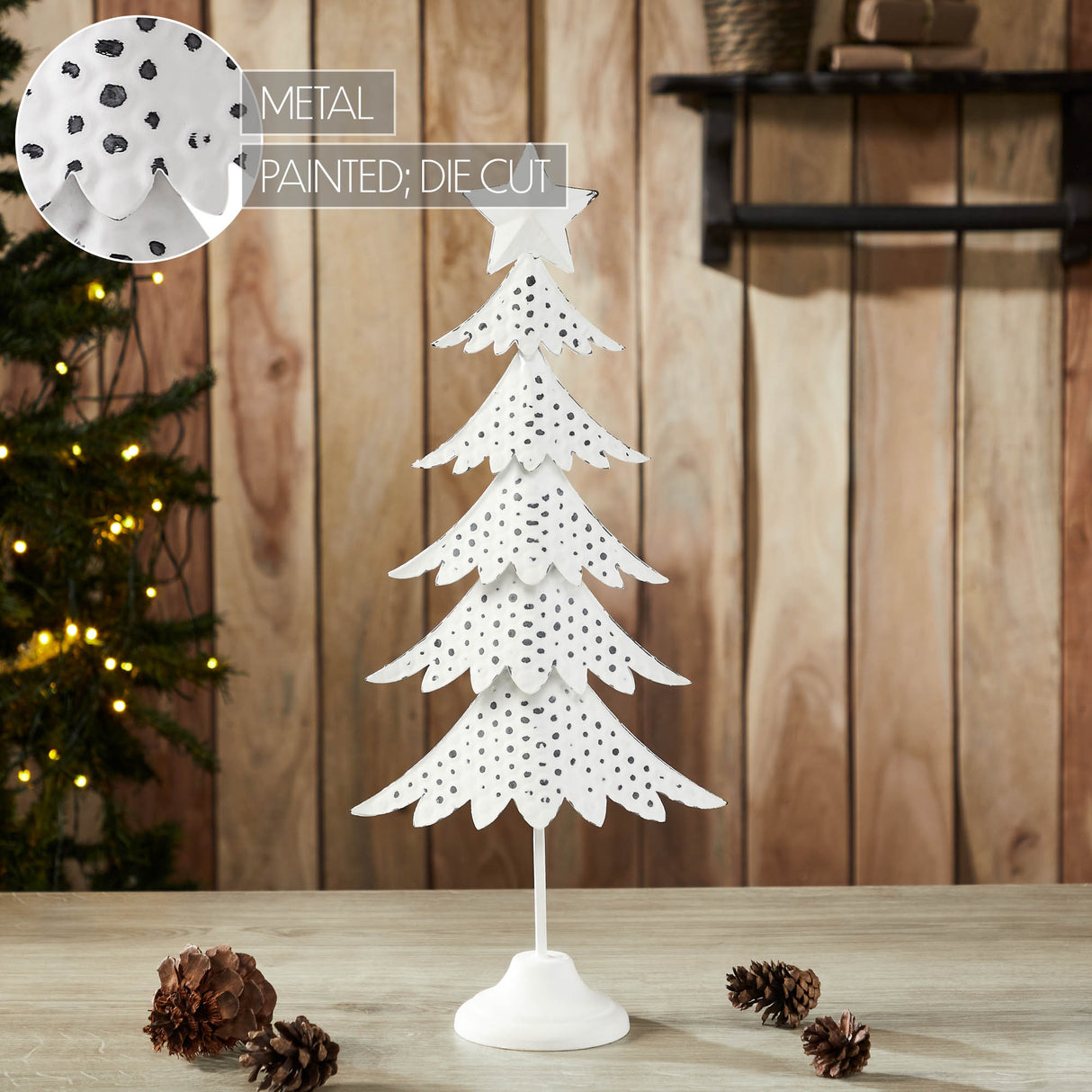 Christmas Tree Antique White Metal Figurine 18x8x3.5