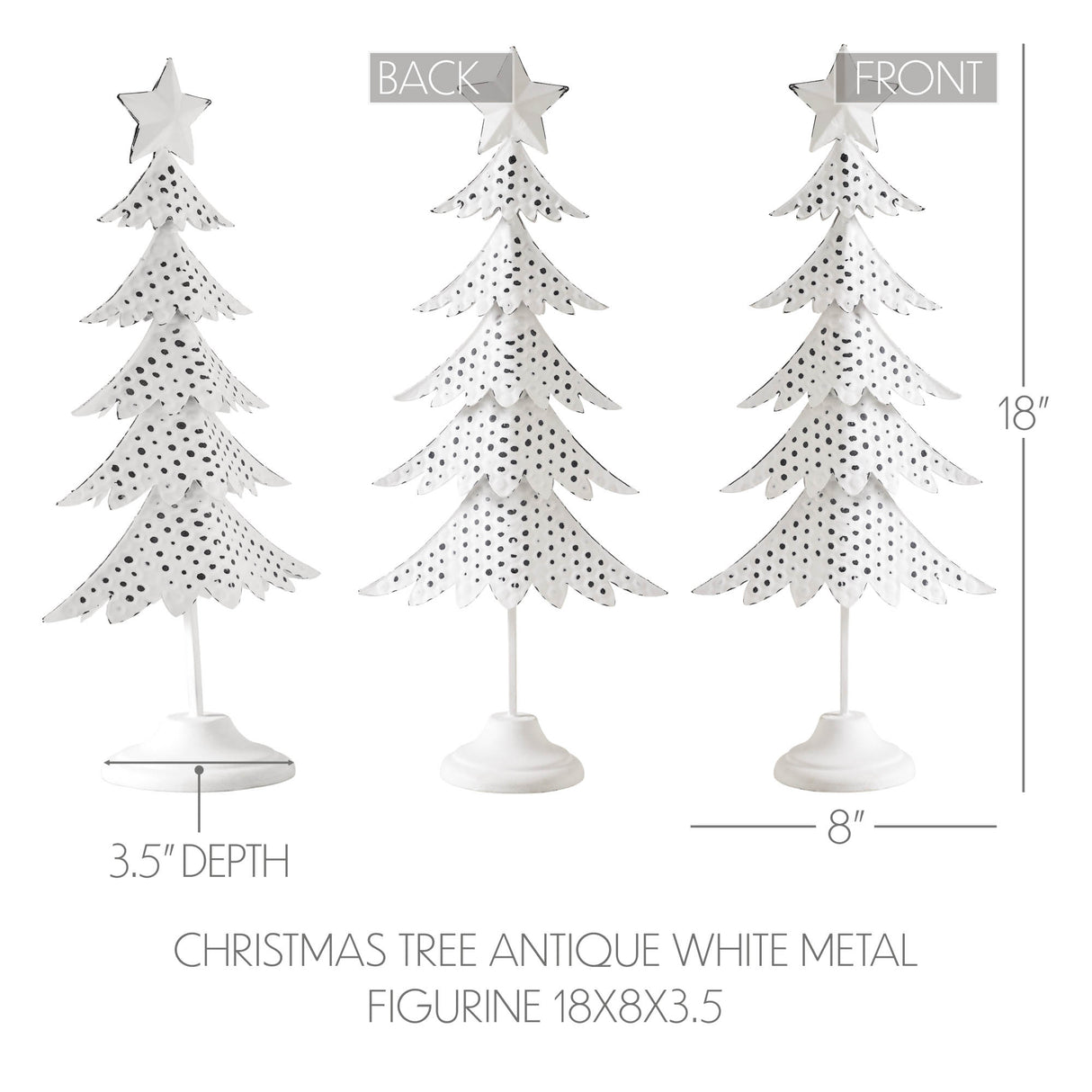 Christmas Tree Antique White Metal Figurine 18x8x3.5