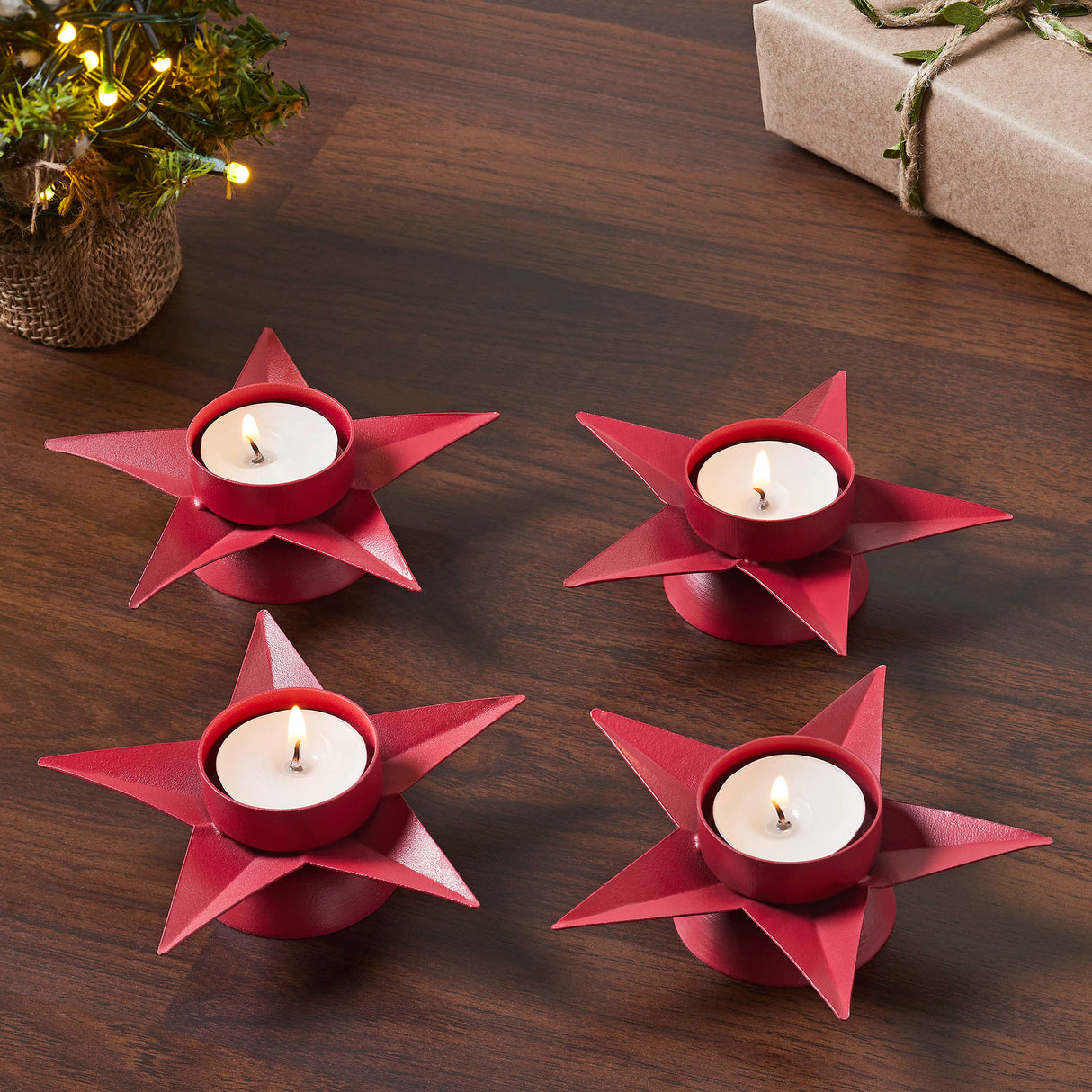 Metal Tealight Holder Star Set of 4