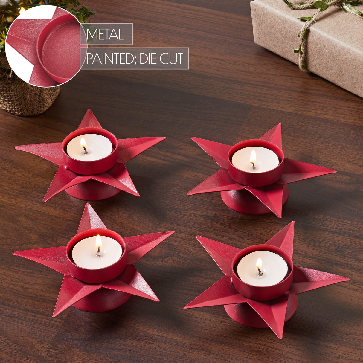 Metal Tealight Holder Star Set of 4