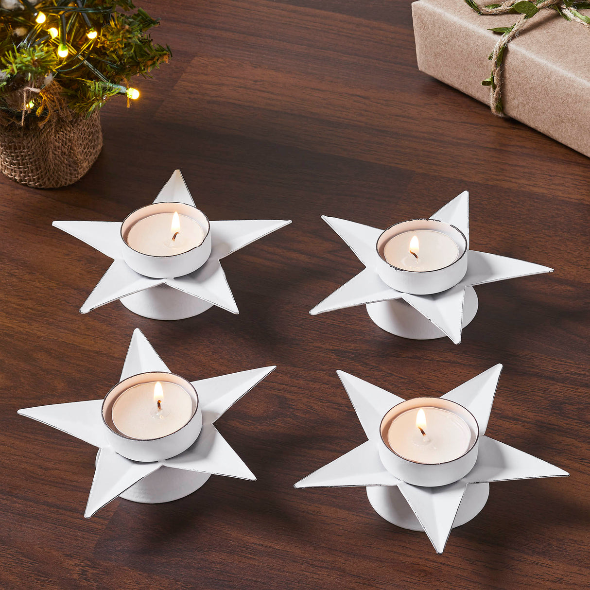 Metal Tealight Holder Star Set of 4