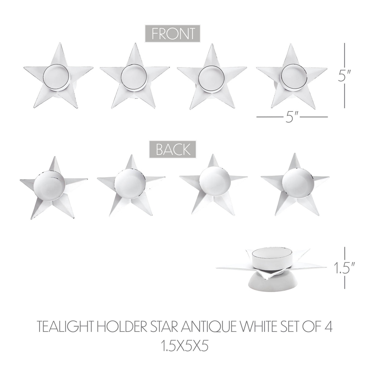 Metal Tealight Holder Star Set of 4