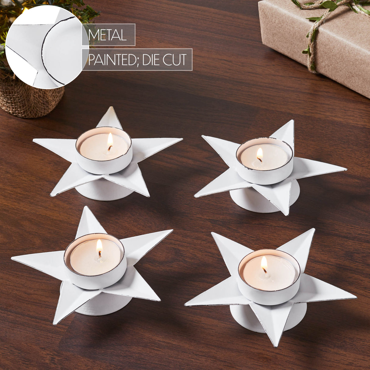 Metal Tealight Holder Star Set of 4