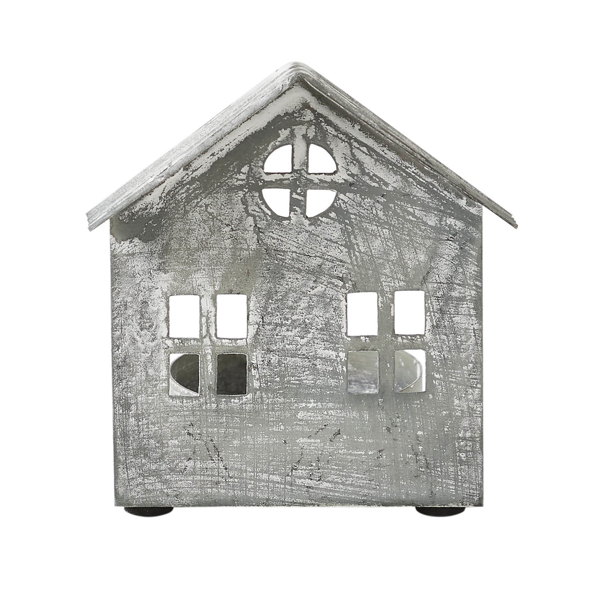 Tealight Holder Metal Village House G Antique Grey 3.25x2.75x2