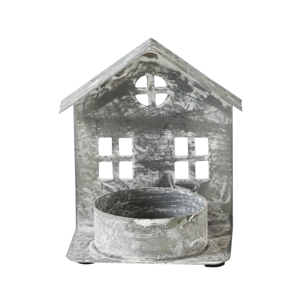 Tealight Holder Metal Village House G Antique Grey 3.25x2.75x2