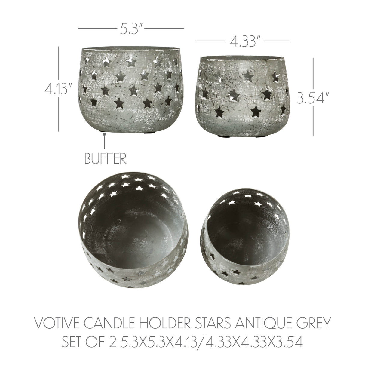 Metal Votive Candle Holder Stars Set of 2