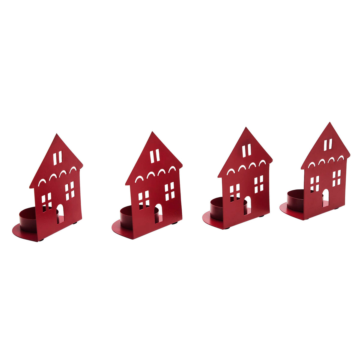 Tealight Holder House Barn Red Set of 4 4.5x3.75x2.25