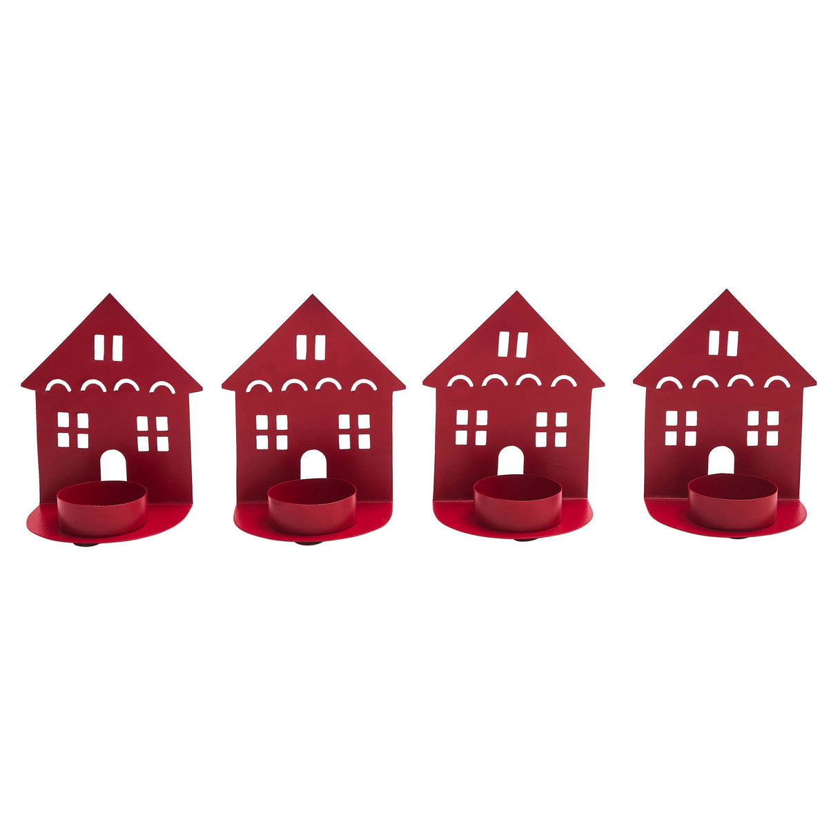 Tealight Holder House Barn Red Set of 4 4.5x3.75x2.25