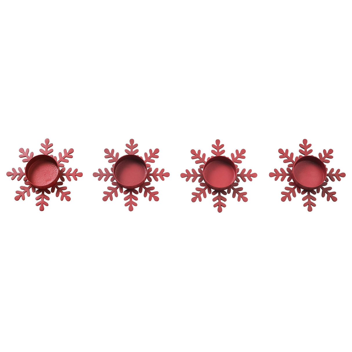 Tealight Holder Snowflake Barn Red Set of 4 0.6x4.13x4.13