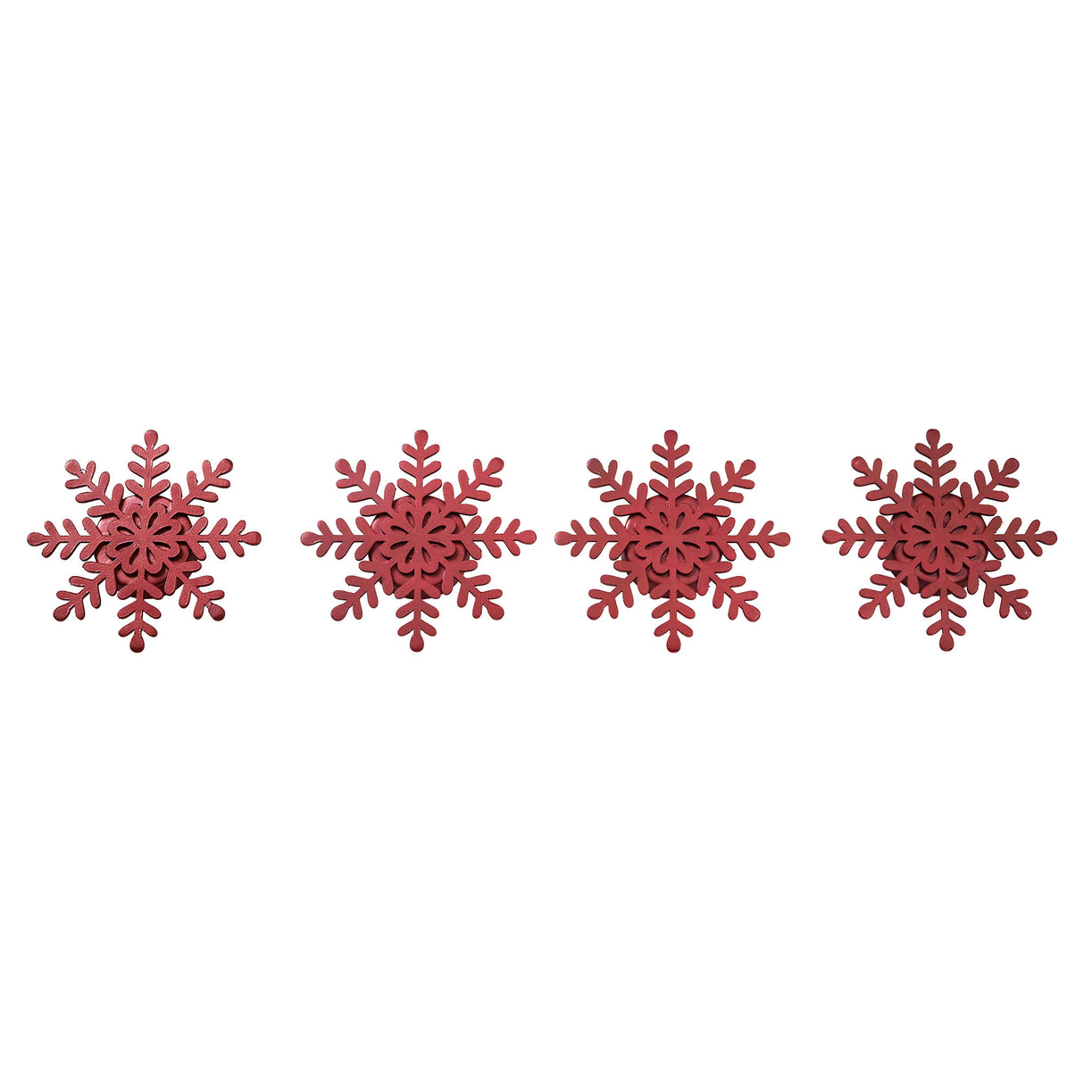 Tealight Holder Snowflake Barn Red Set of 4 0.6x4.13x4.13
