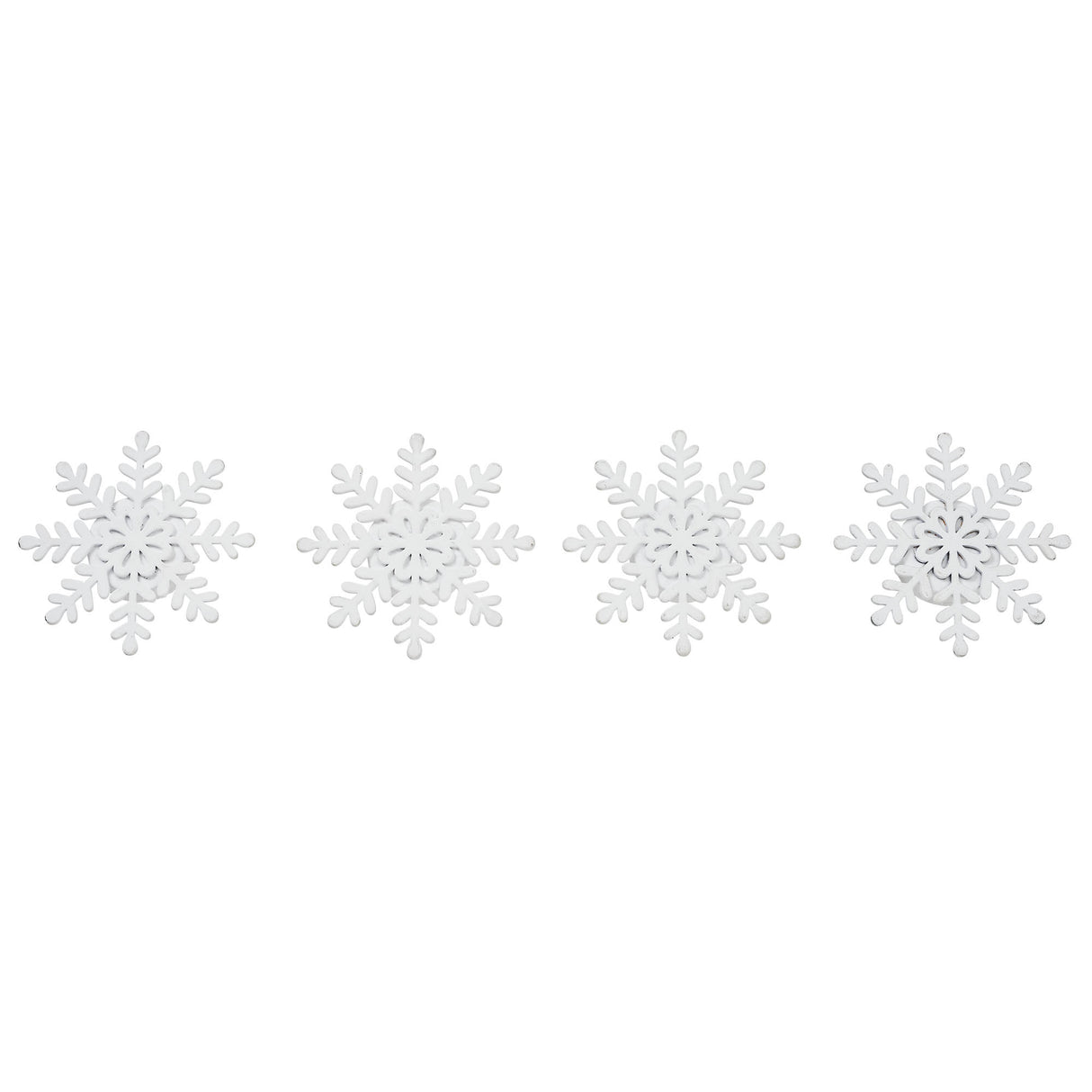Tealight Holder Snowflake Antique White Set of 4 0.6x4.13x4.13