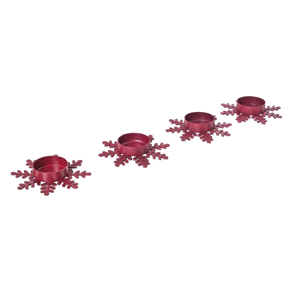Tealight Holder Snowflake Burgundy Set of 4 0.6x4.13x4.13