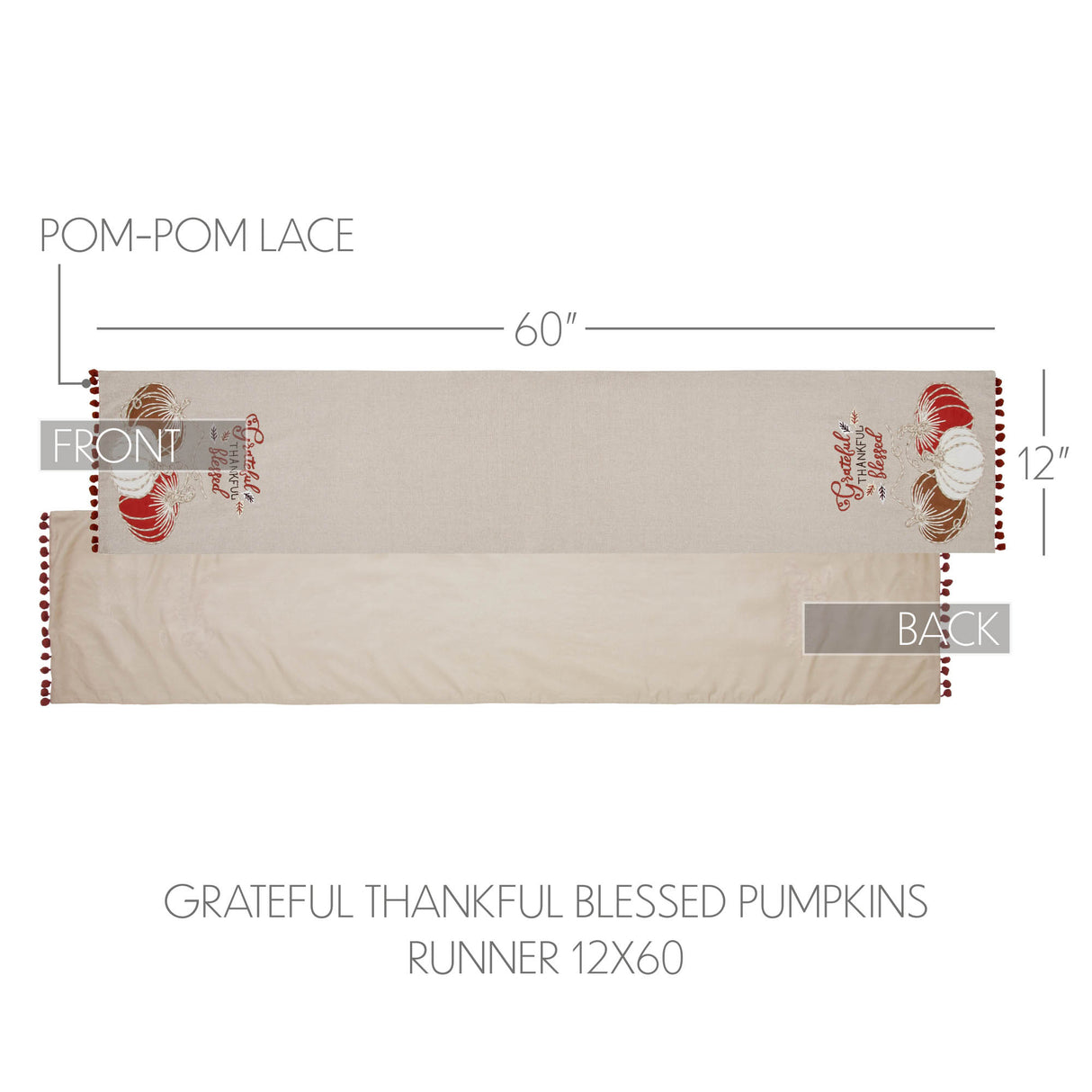 Grateful Thankful Blessed Pumpkins Runner