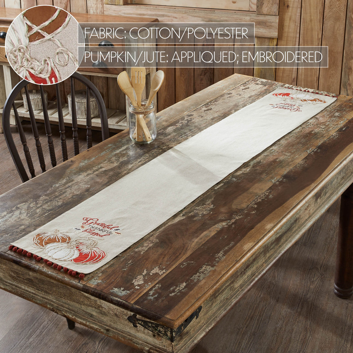 Grateful Thankful Blessed Pumpkins Runner