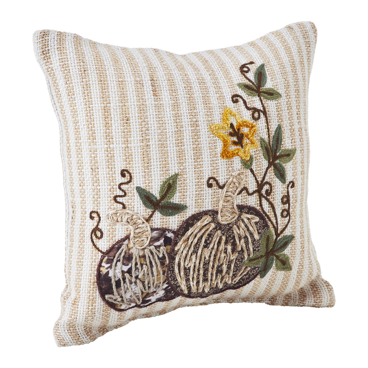 Autumn Pumpkin Patch Stripes Pillow 12x12
