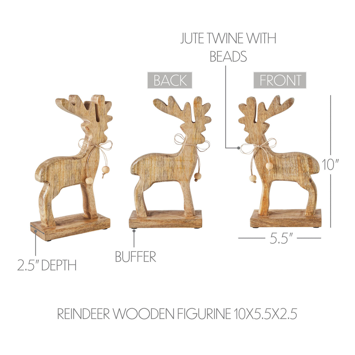 Reindeer Wooden Figurine 10x5.5x2.5