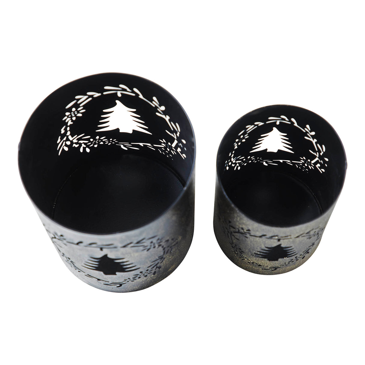 Votive Candle Holder Christmas Tree Wreath Set of 2