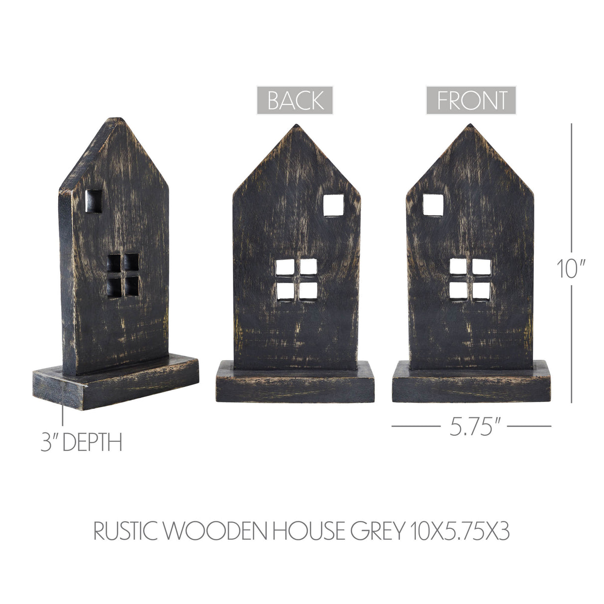 Rustic Wooden House Grey 10x5.75x3