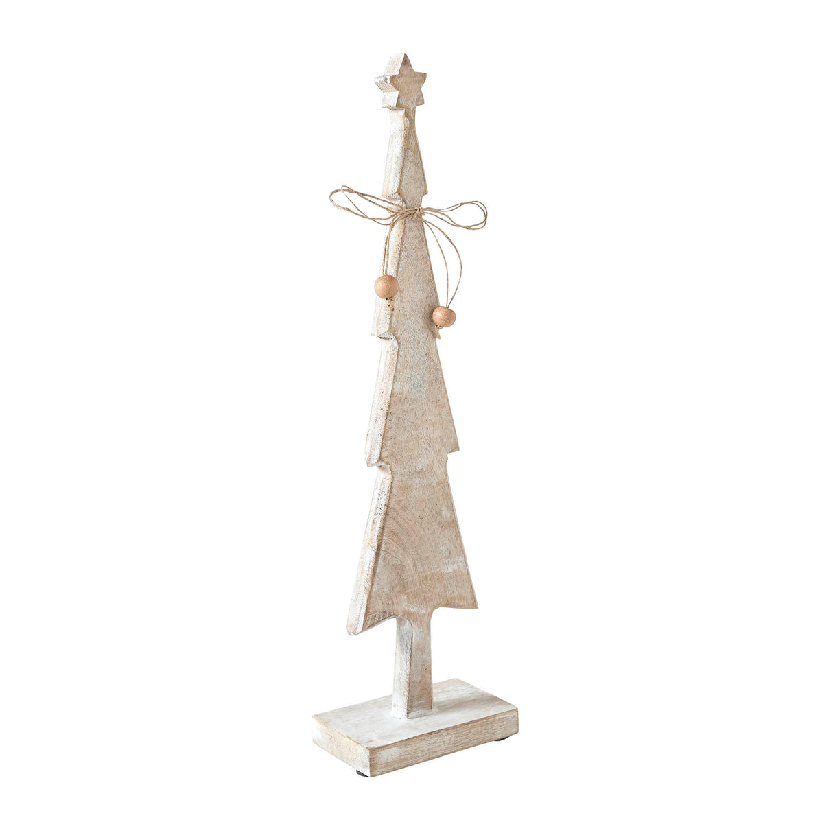 Star Top Christmas Tree Narrow White Wooden Figurine 16x4x2.5