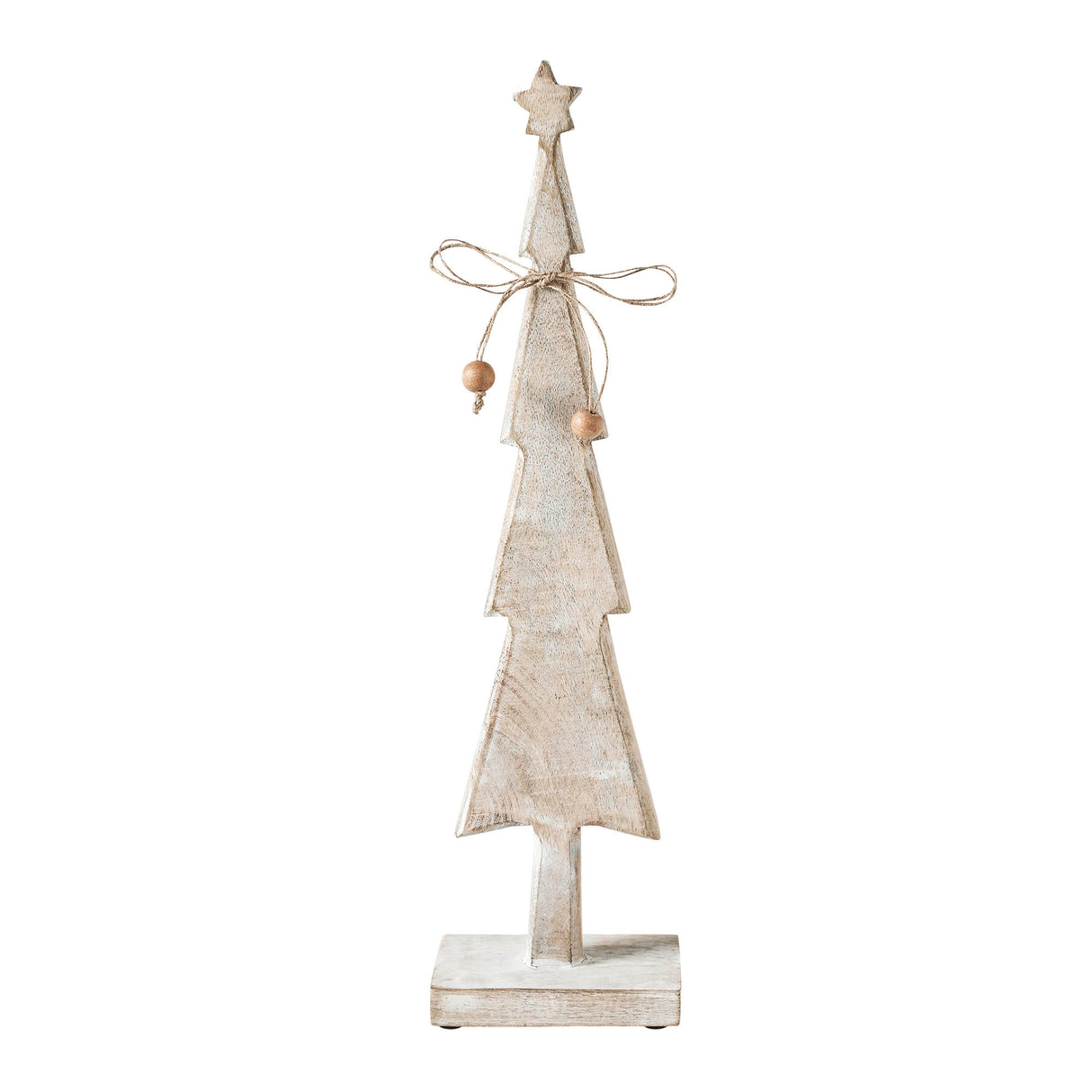 Star Top Christmas Tree Narrow White Wooden Figurine 16x4x2.5