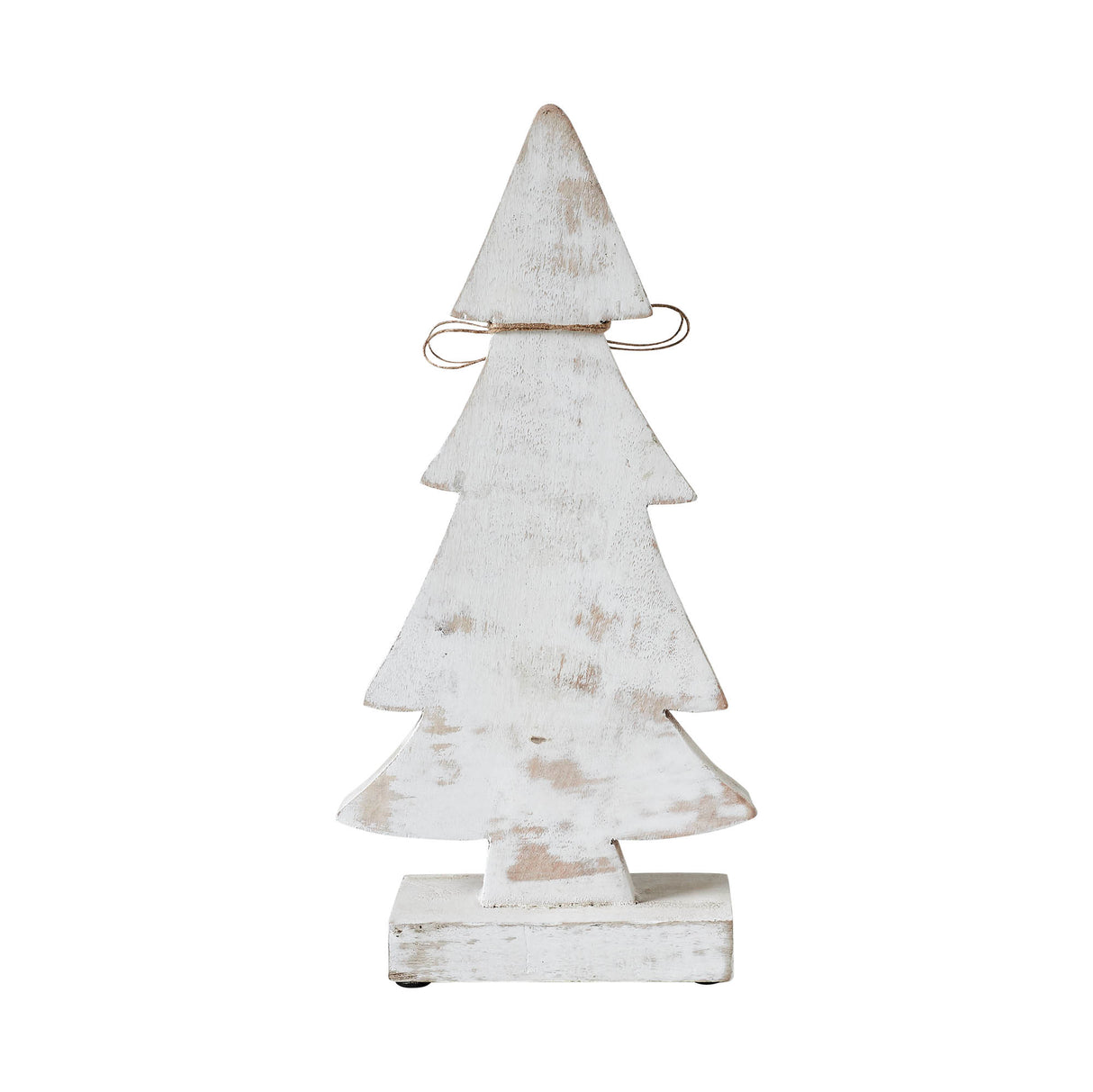 Snowy Tree Textured Wooden White 12.25x6x2.5