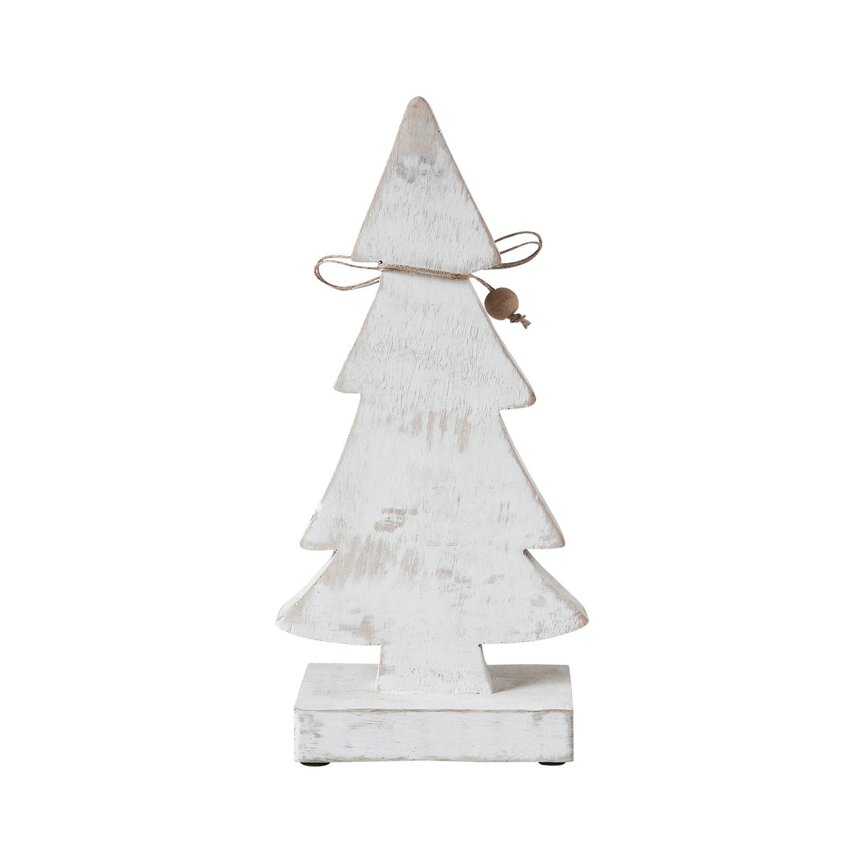 Snowy Tree Textured Wooden White 10.25x4.75x2.25