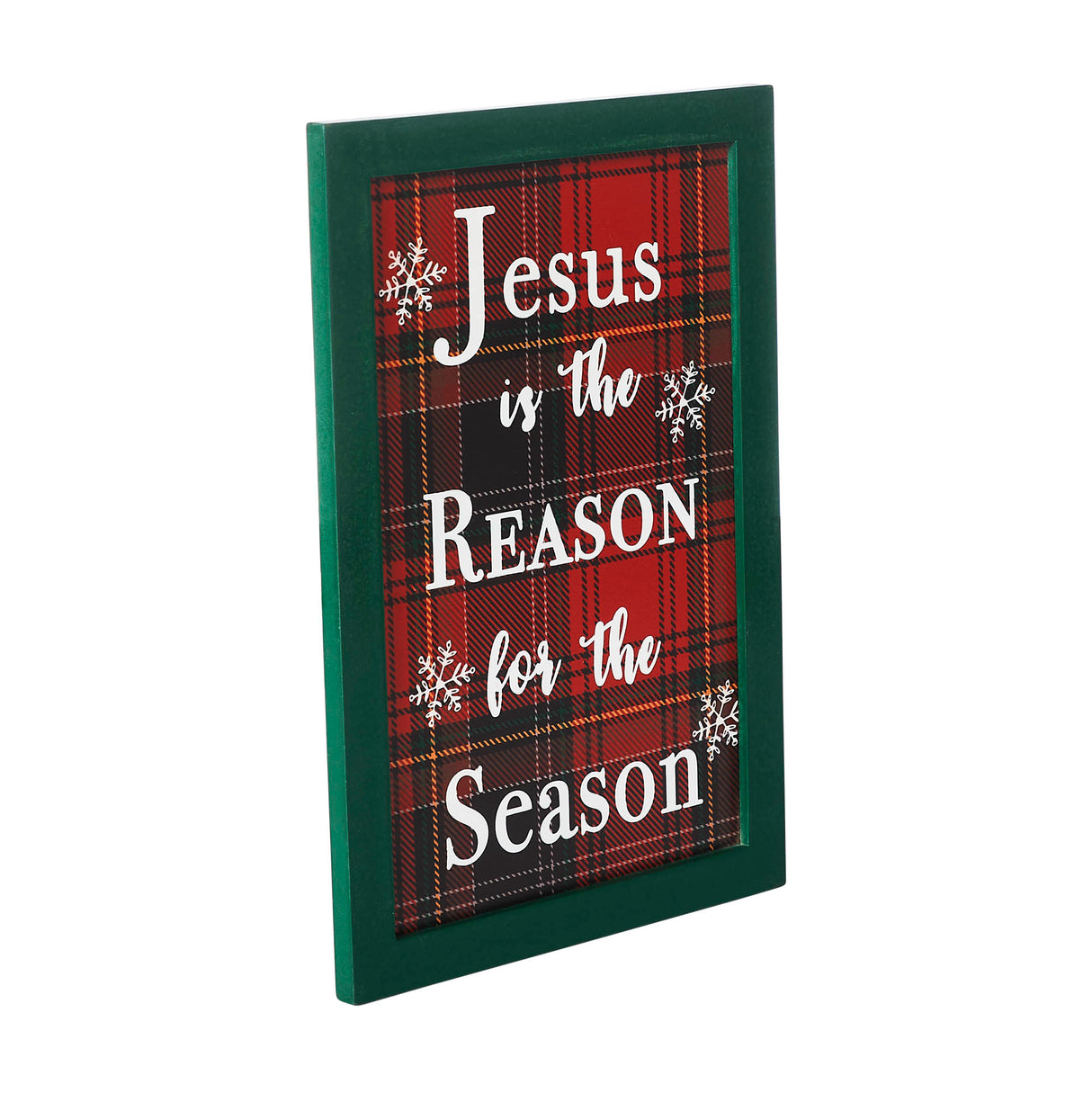 Jesus Is The Reason Plaid Framed Wall Hanging Sign 12x8