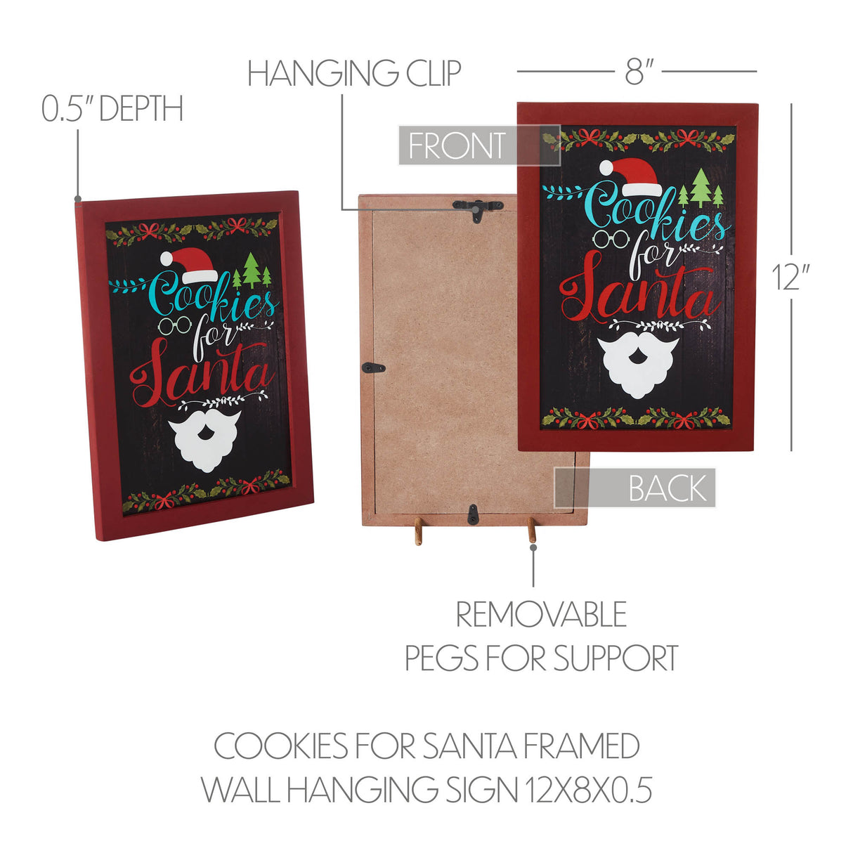 Cookies For Santa Framed Wall Hanging Sign 12x8