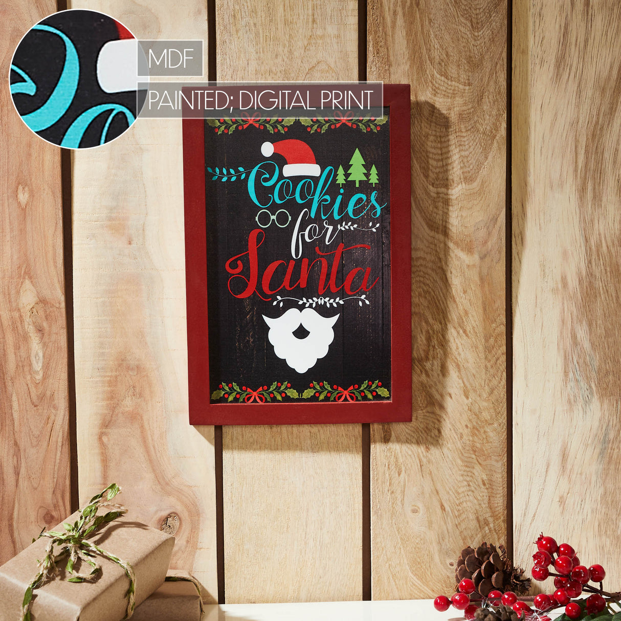 Cookies For Santa Framed Wall Hanging Sign 12x8