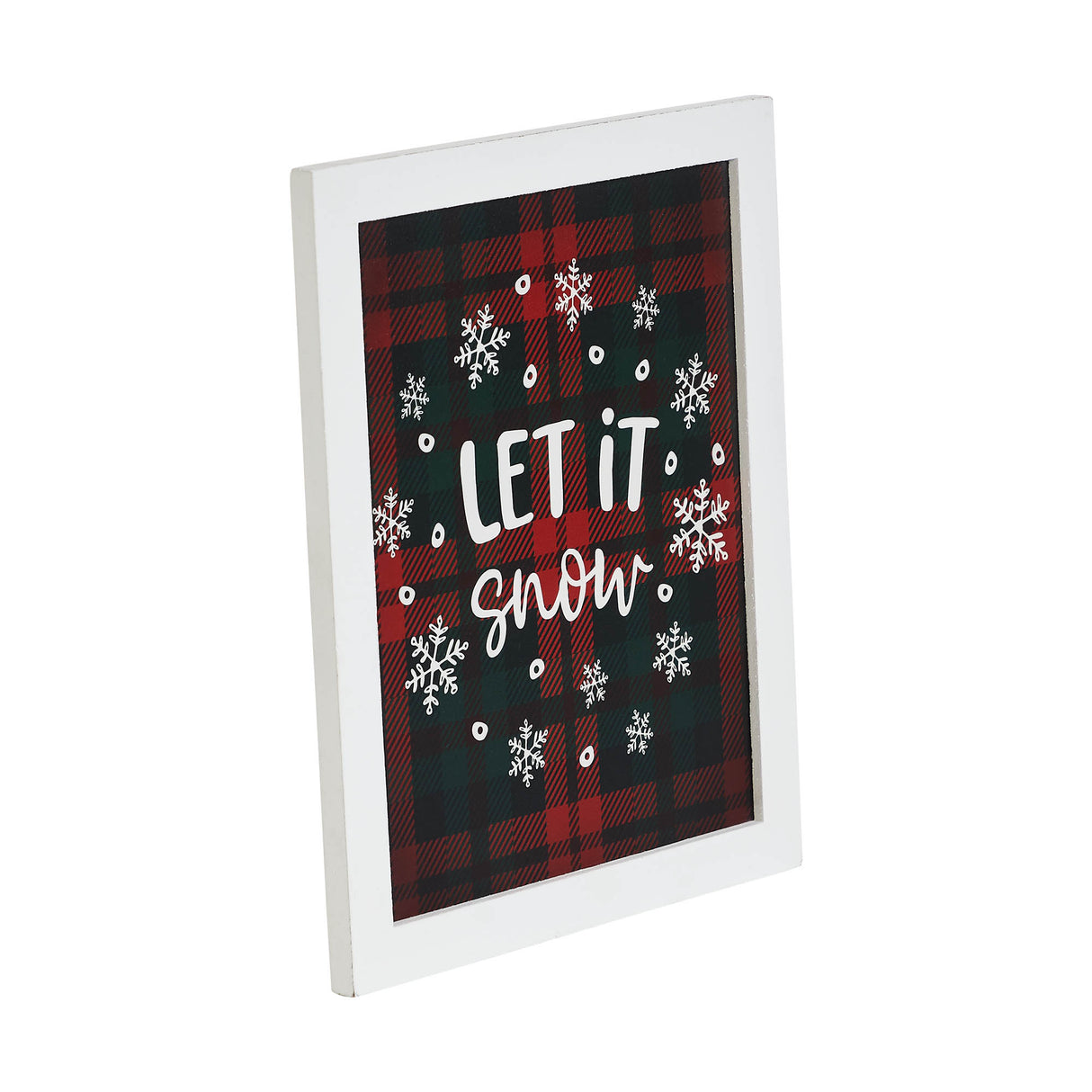 Let It Snow Plaid Wall Hanging Sign 11x9