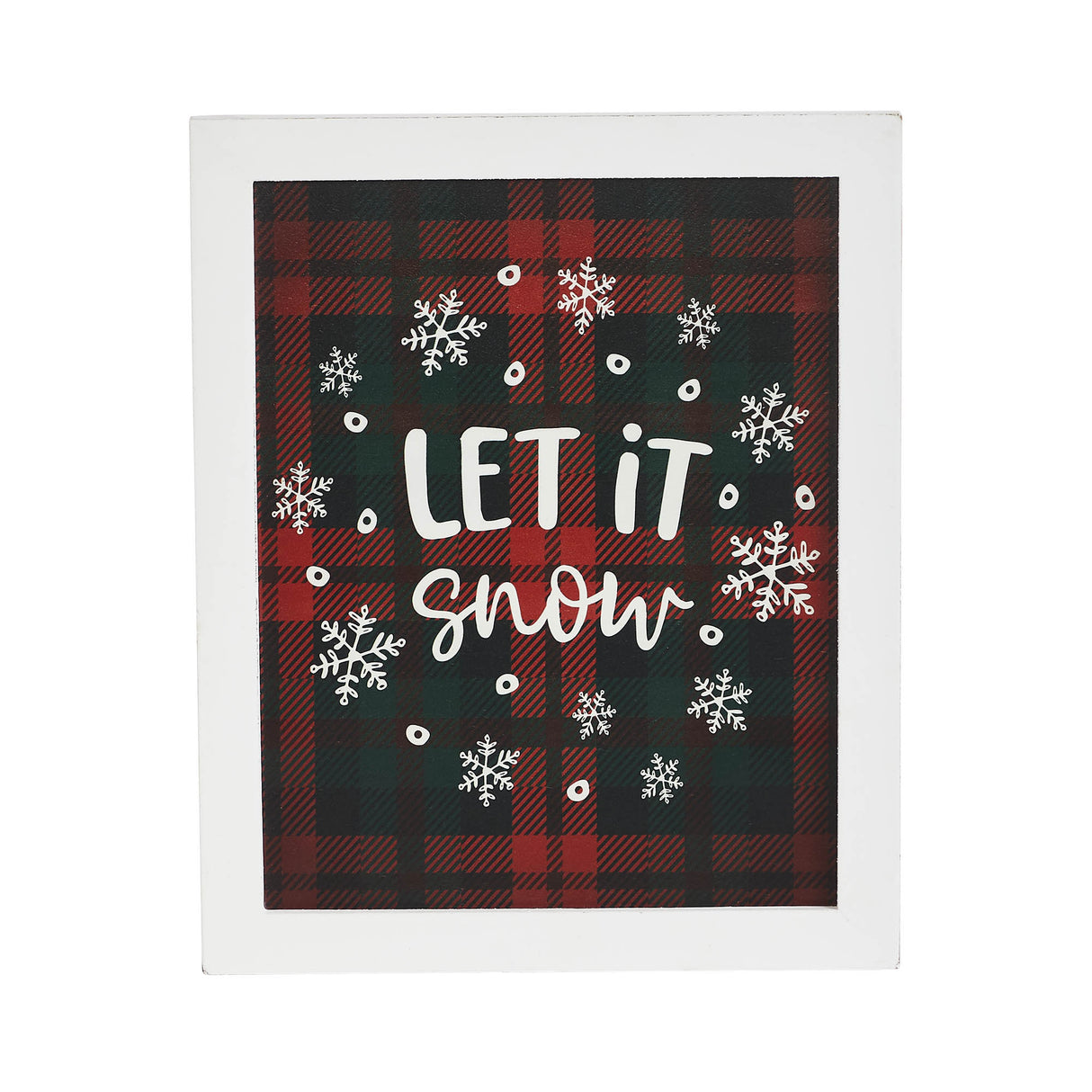Let It Snow Plaid Wall Hanging Sign 11x9