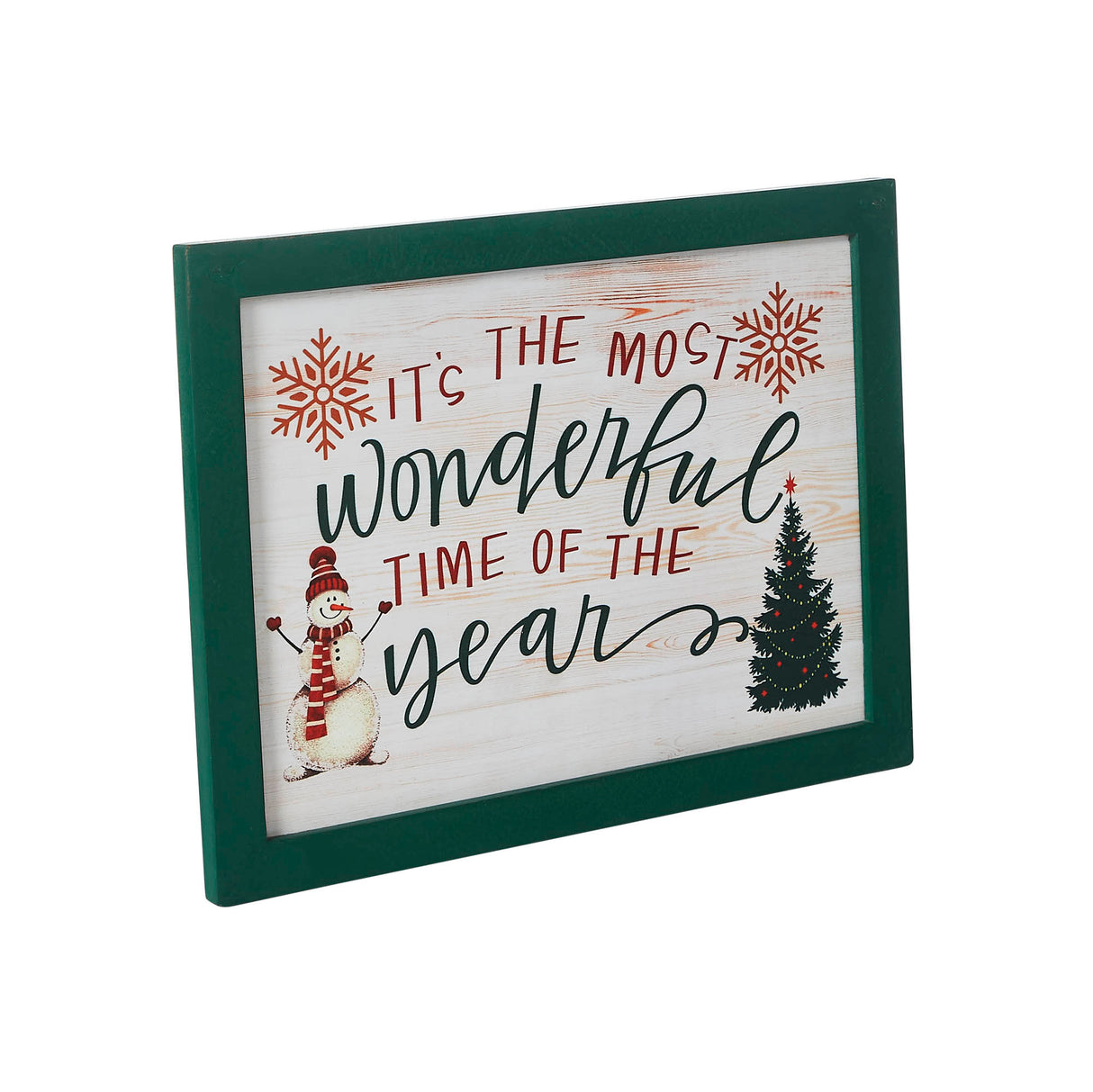 It's The Most Wonderful Time Snowman Framed Wall Hanging Sign 9x12
