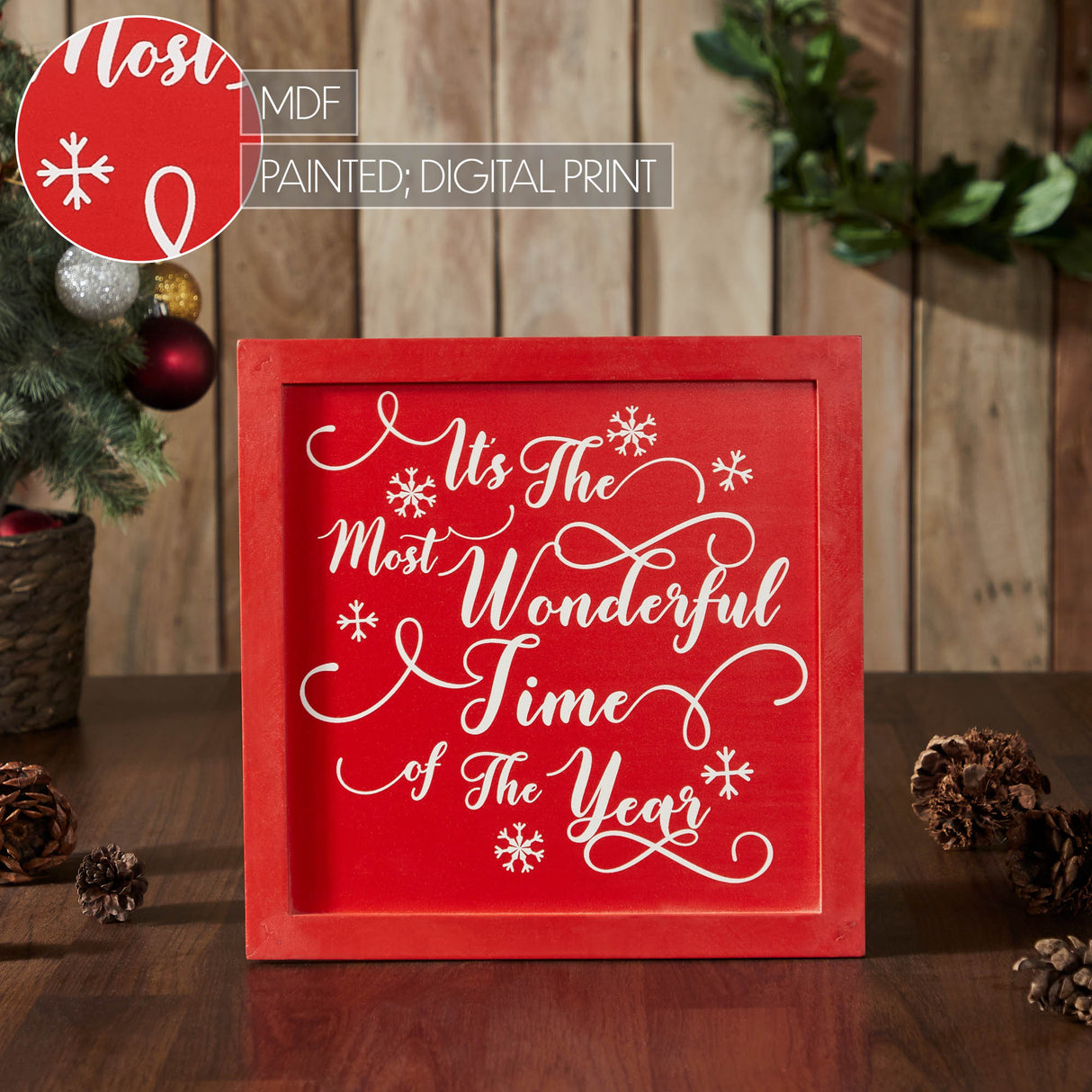 It's The Most Wonderful Time Red Wall Hanging Sign 11x11
